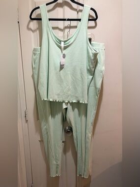 NWT Cacique Mint Plus Size 2-Piece Green Ribbed Sleep Pajama Set Size 22/24